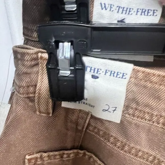 Free People We the Free Xena Slim Straight Jeans Dark Chocolate Mousse