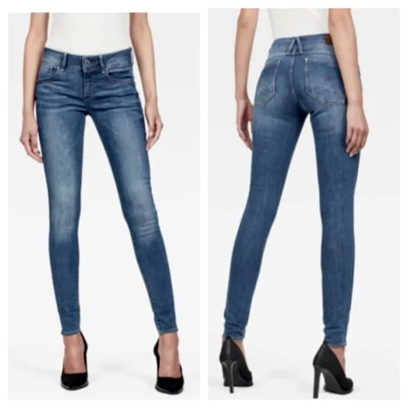 G-STAR RAW LYNN MID SKINNY SLIM STRAIGHT PREMIUM DENIM JEANS DEEP TONE Sz26/30