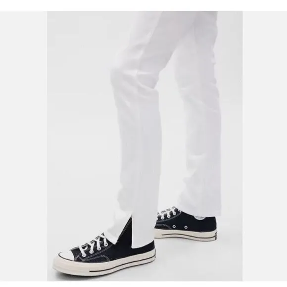 GAP 90's High Rise Y2K SPLIT HEM Vintage Slim Size 16/33 White Jeans MSRP $80