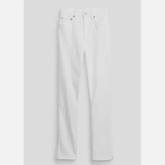 GAP 90's High Rise Y2K SPLIT HEM Vintage Slim Size 16/33 White Jeans MSRP $80