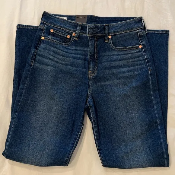 GAP Classic Slim Straight High Rise Stretch Jeans in Dark Wash | Poshmark