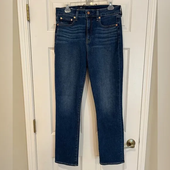 GAP Classic Slim Straight High Rise Stretch Jeans in Dark Wash | Poshmark