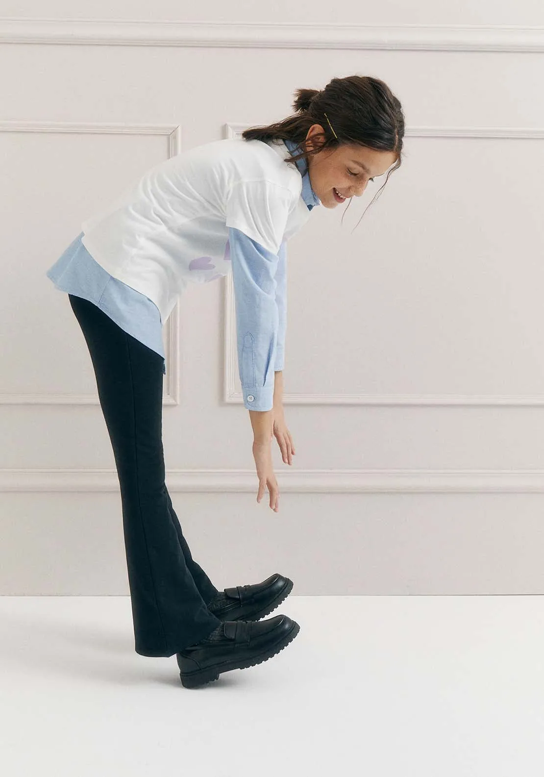 Girls Plush flared trousers - Navy