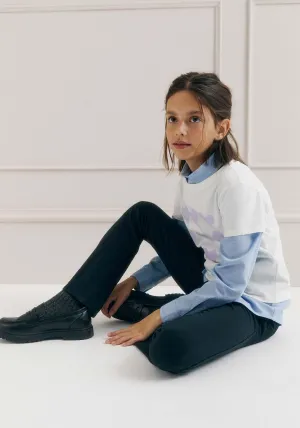 Girls Plush flared trousers - Navy