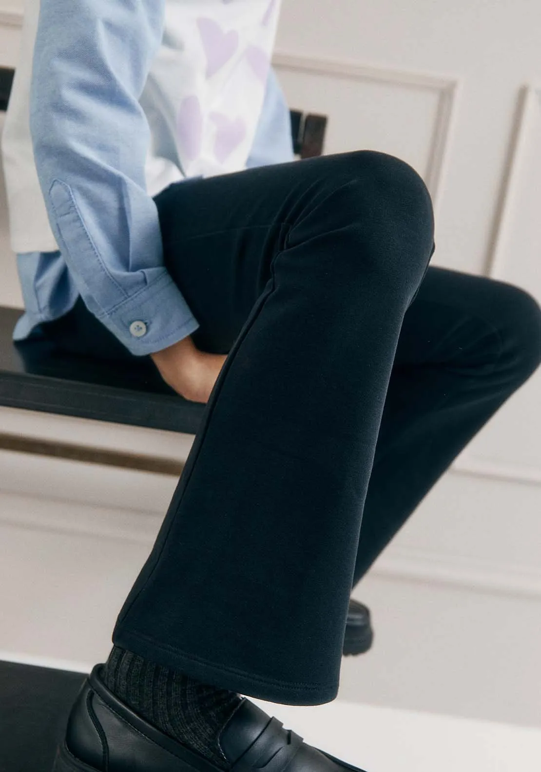 Girls Plush flared trousers - Navy