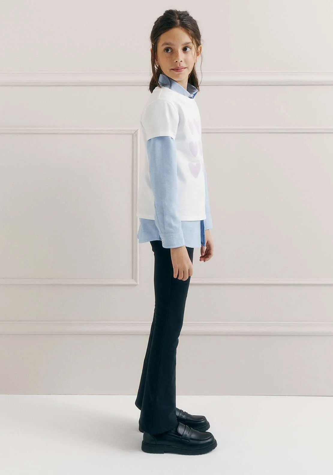 Girls Plush flared trousers - Navy