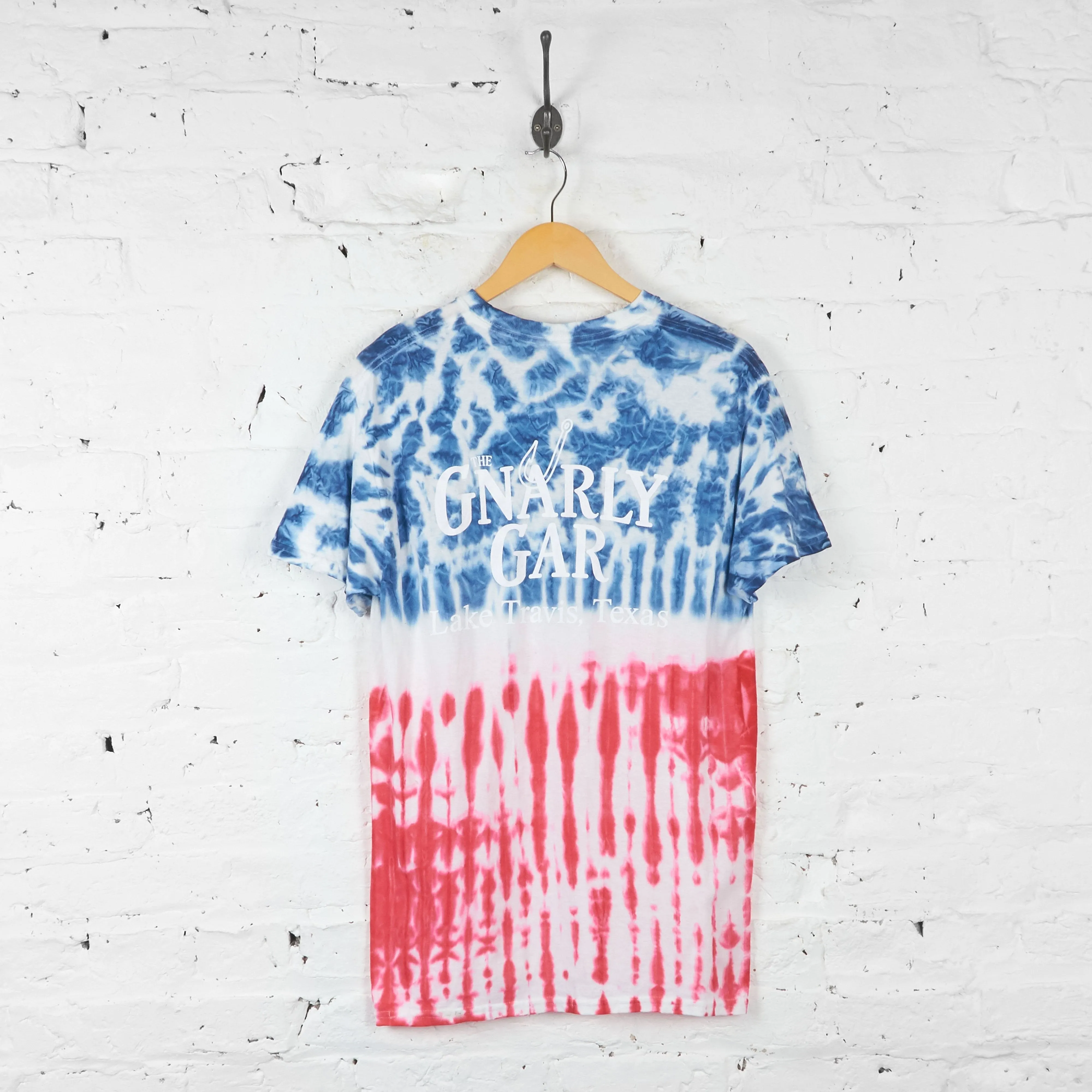 Gnarly Gar Tie Dye T Shirt - Red/Blue - M
