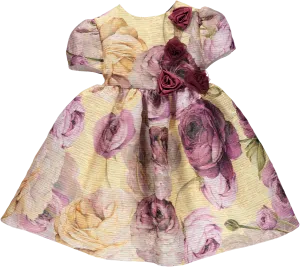 Gold & Pink Floral Print Dress