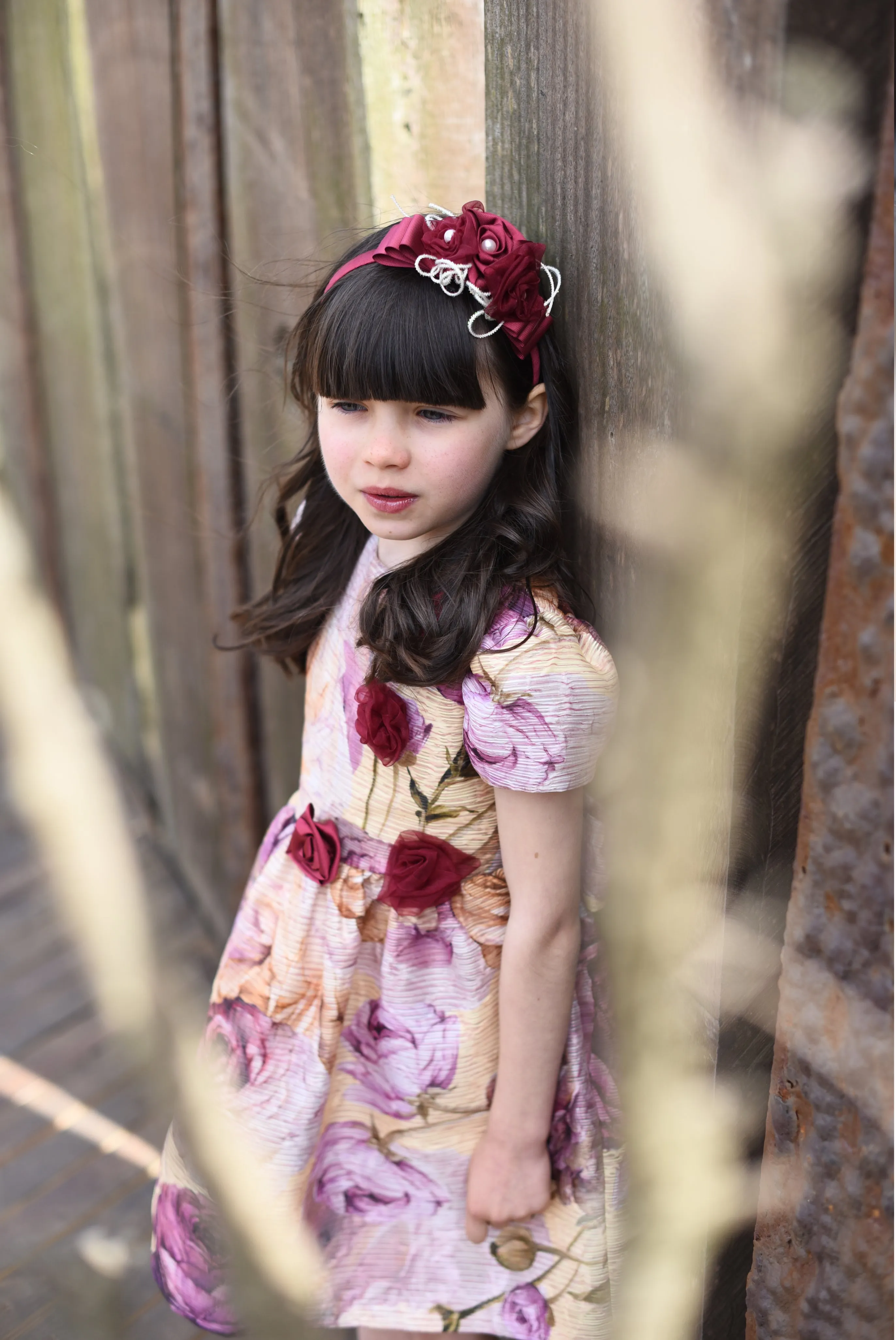 Gold & Pink Floral Print Dress