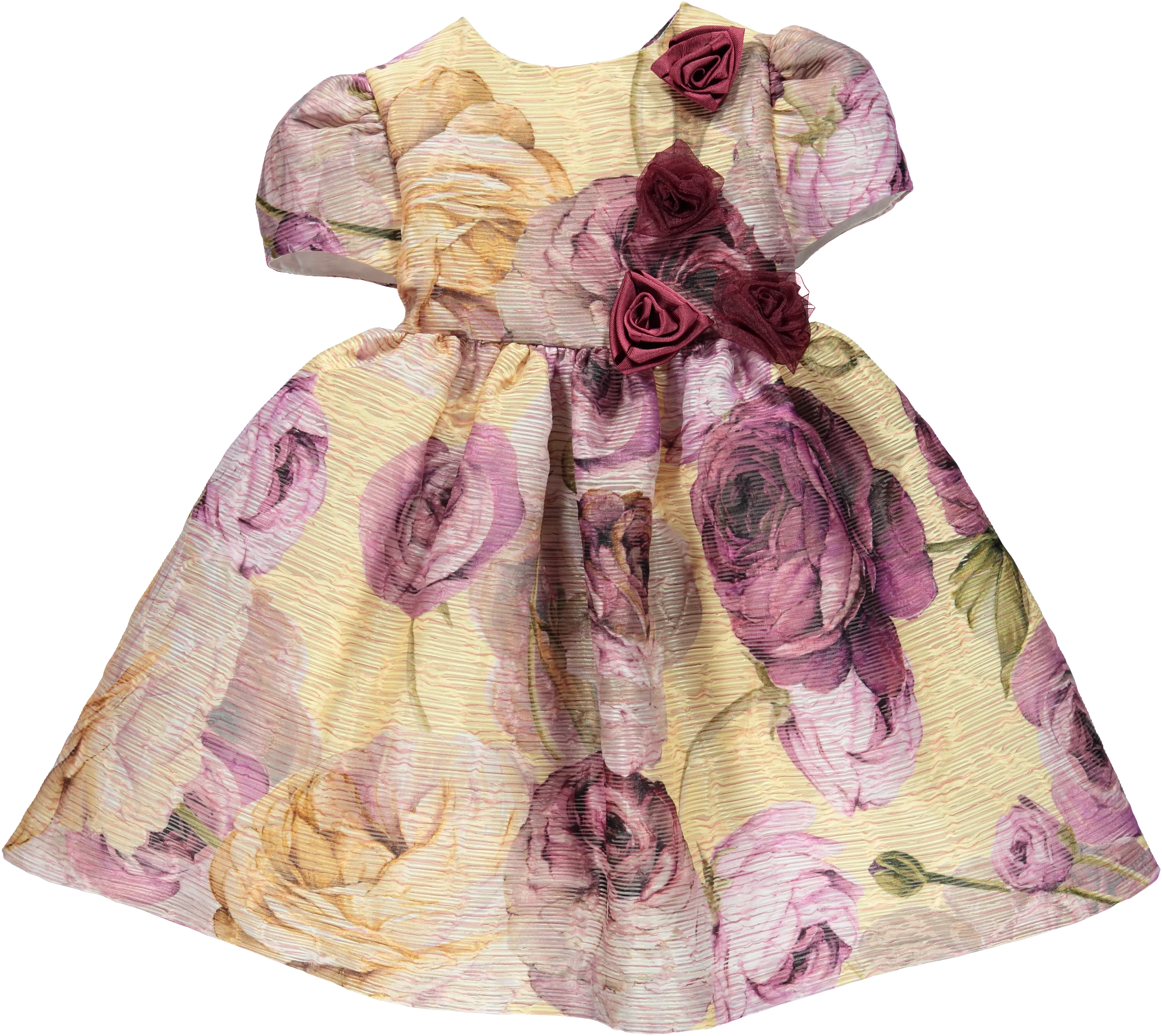 Gold & Pink Floral Print Dress