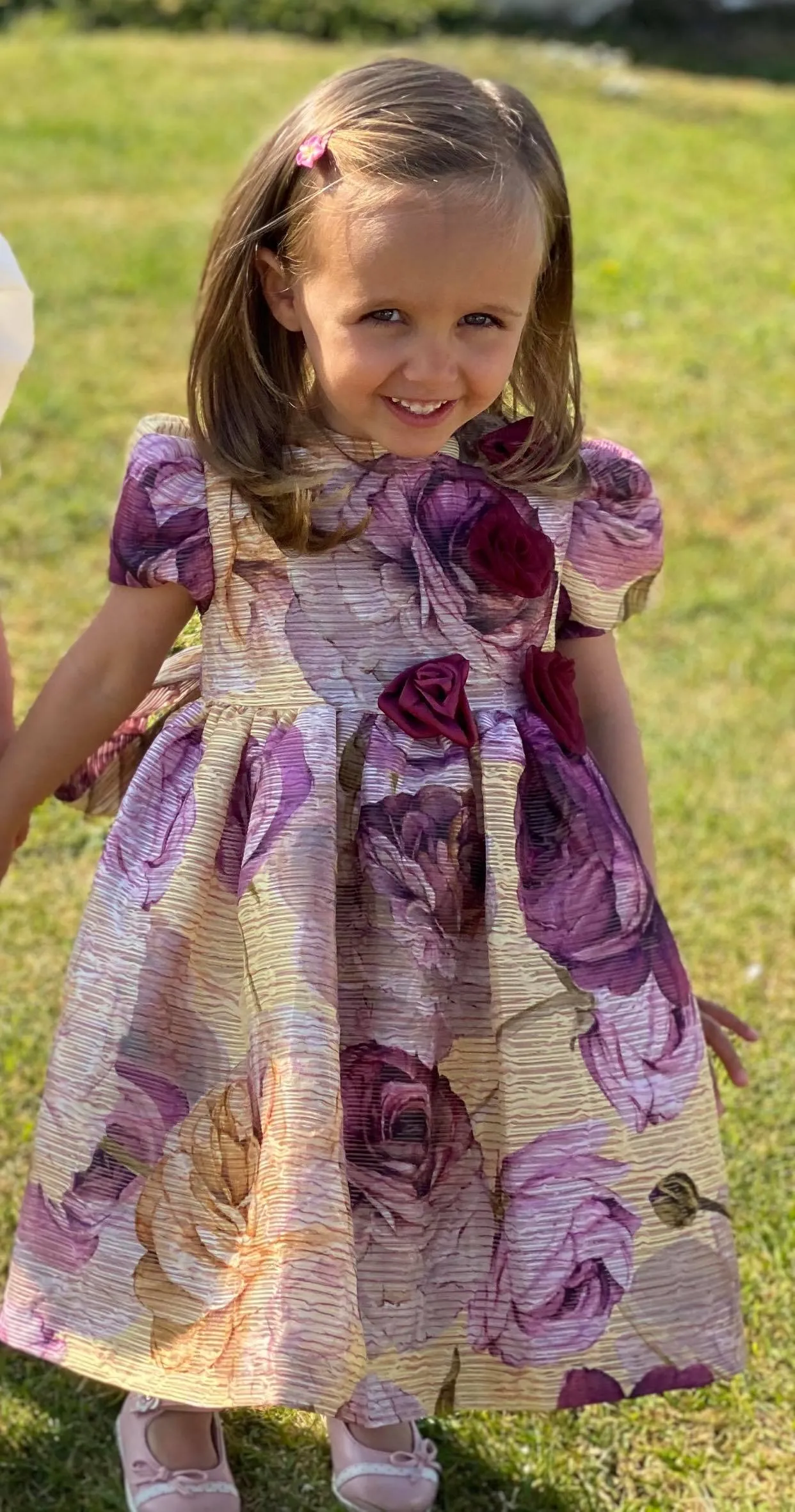 Gold & Pink Floral Print Dress