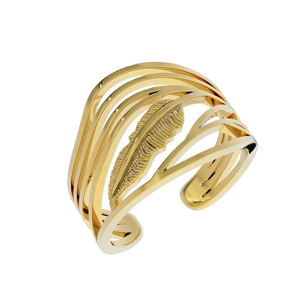 Gold Feather Ring