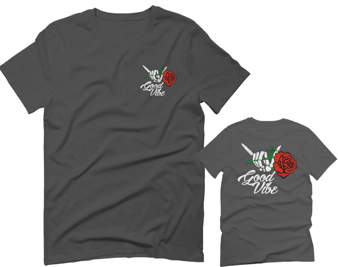 Good Vibe Flowers Bones Hand Shaka Cool Vintage Hipster For men T Shirt