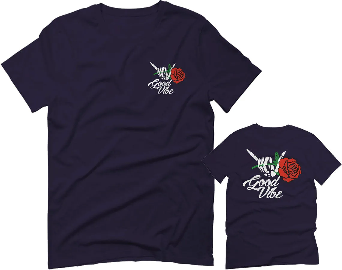 Good Vibe Flowers Bones Hand Shaka Cool Vintage Hipster For men T Shirt