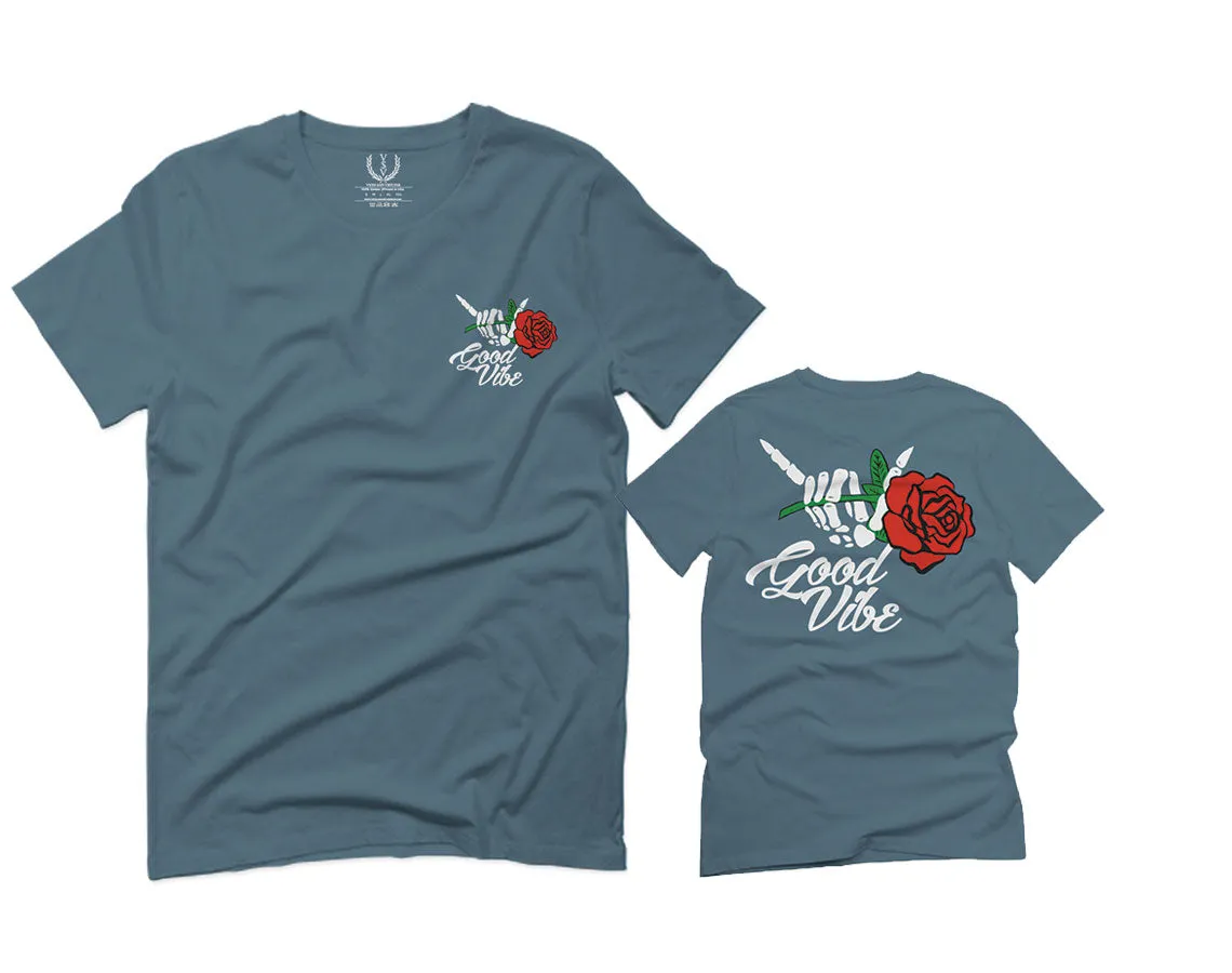 Good Vibe Flowers Bones Hand Shaka Cool Vintage Hipster For men T Shirt