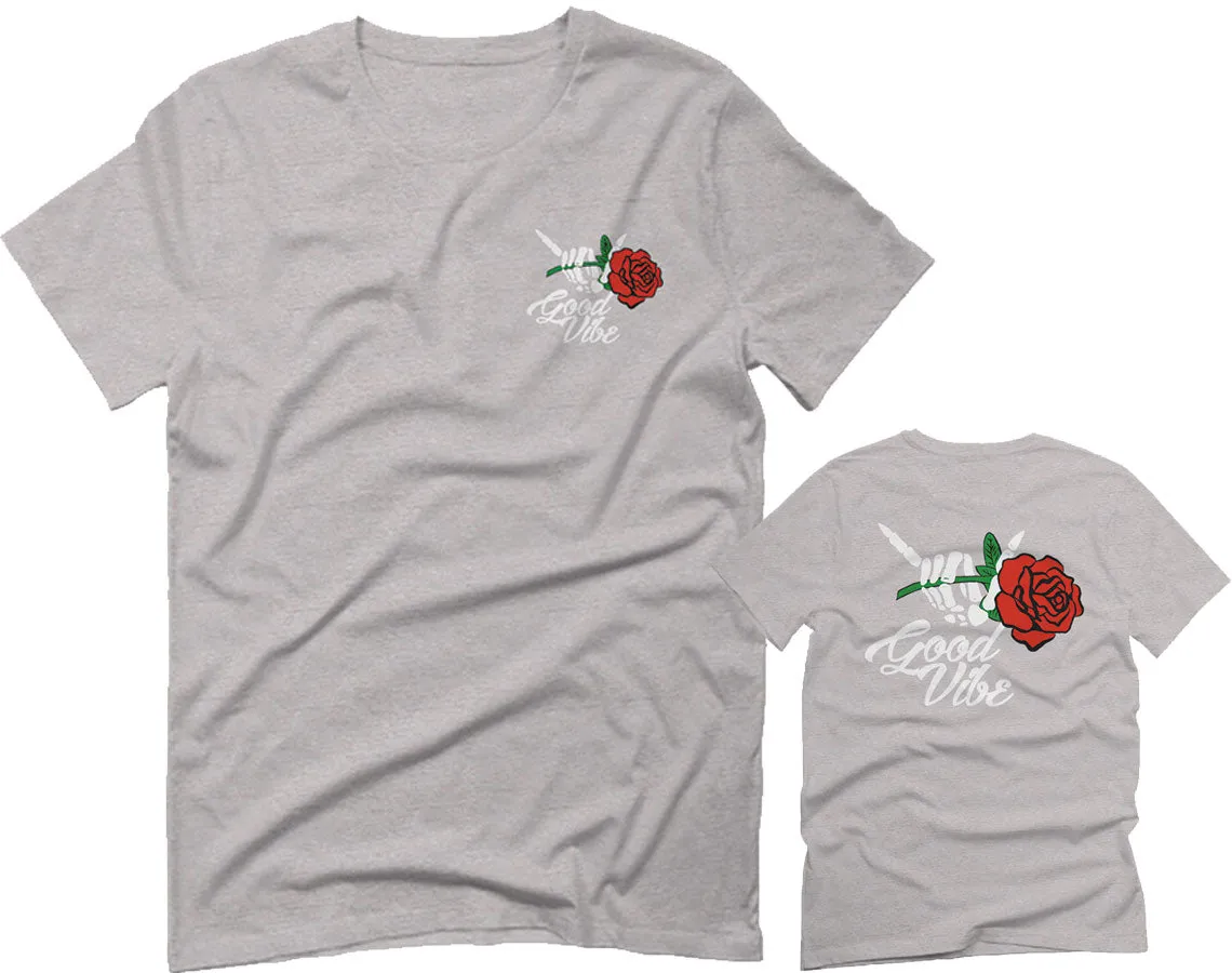 Good Vibe Flowers Bones Hand Shaka Cool Vintage Hipster For men T Shirt
