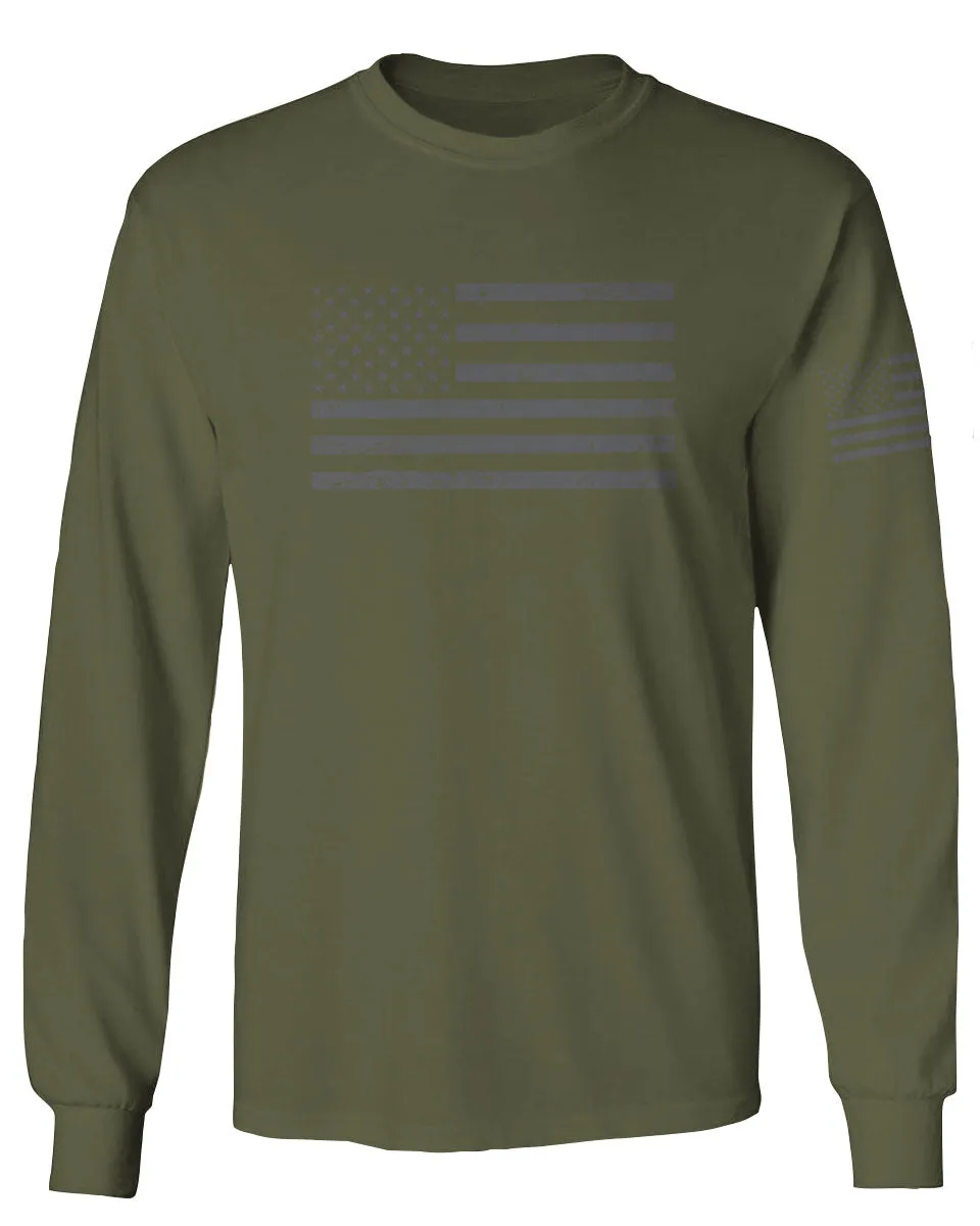 Gray America USA Patriotic American United States Vintage Flag mens Long sleeve t shirt