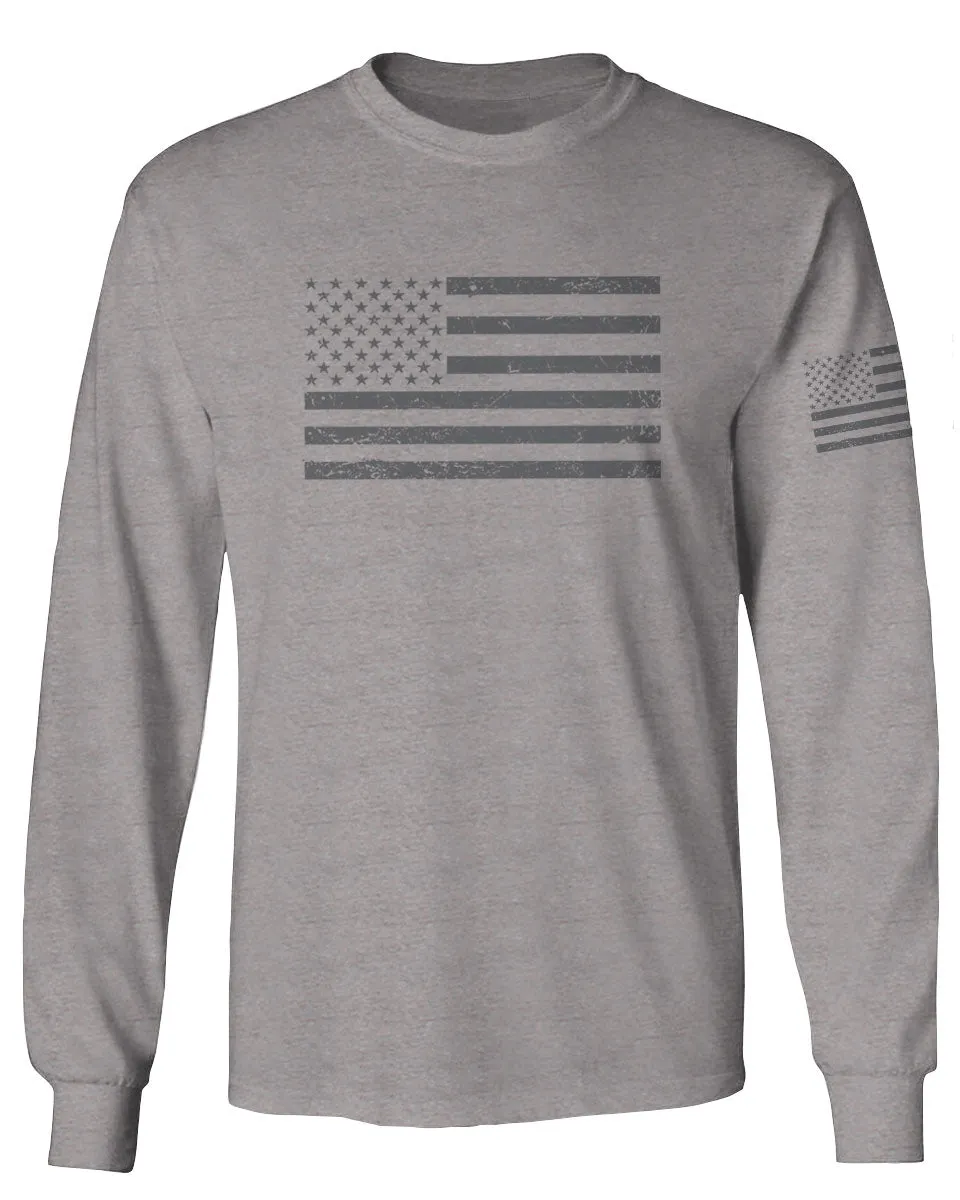 Gray America USA Patriotic American United States Vintage Flag mens Long sleeve t shirt