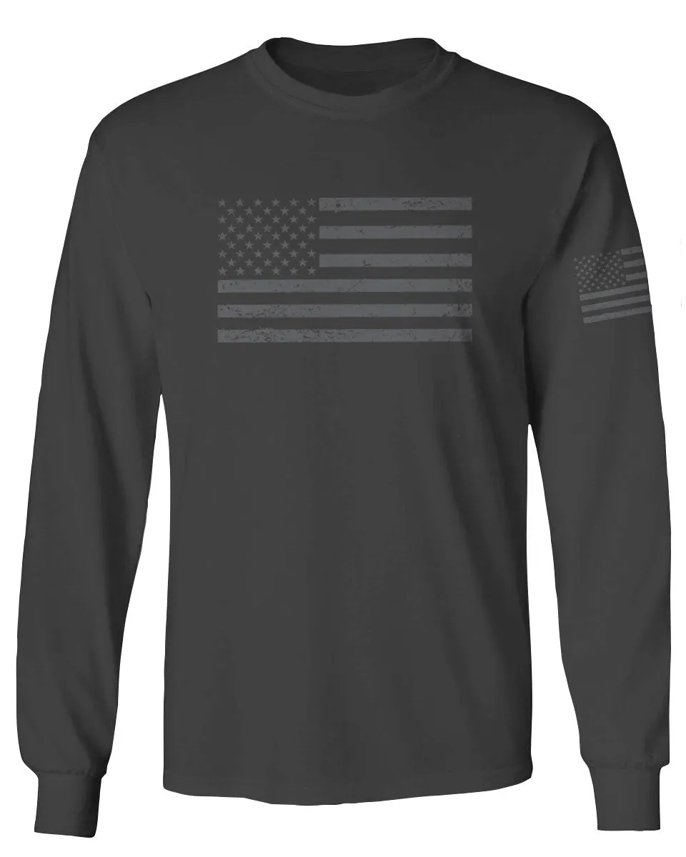 Gray America USA Patriotic American United States Vintage Flag mens Long sleeve t shirt