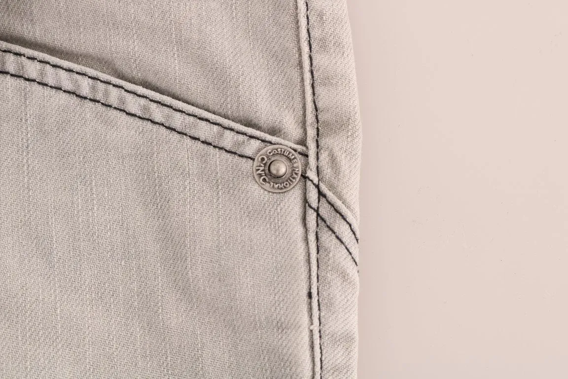 Gray Wash Cotton Slim Jeans