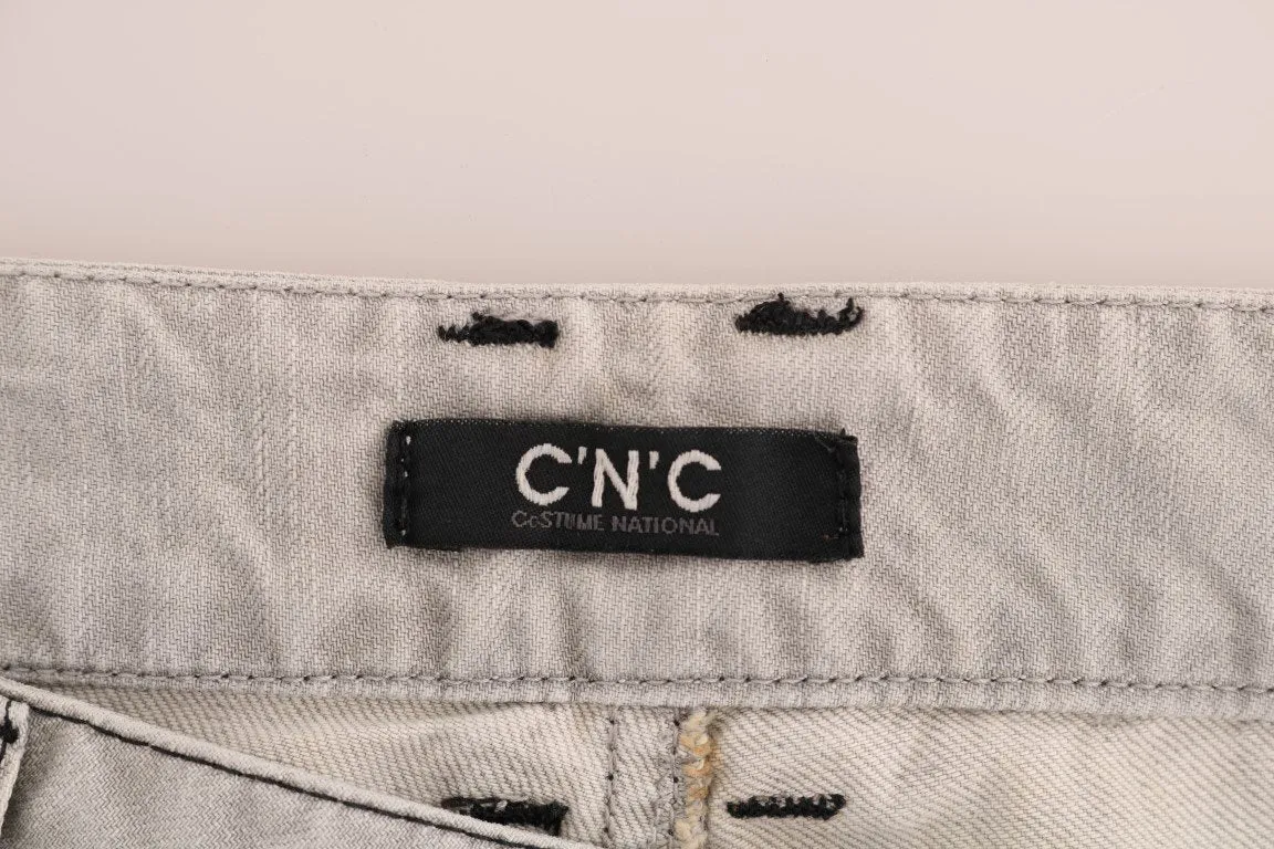 Gray Wash Cotton Slim Jeans