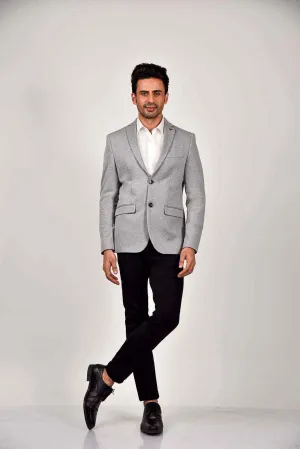 Grey Knitted Stretchable Blazer