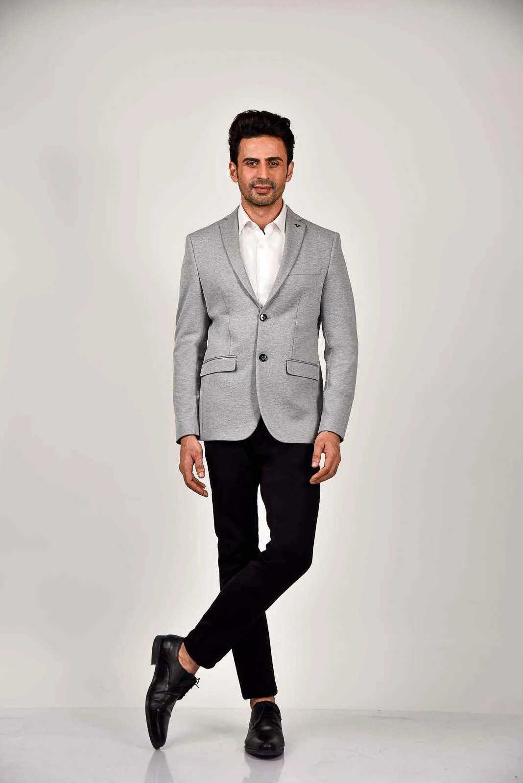 Grey Knitted Stretchable Blazer