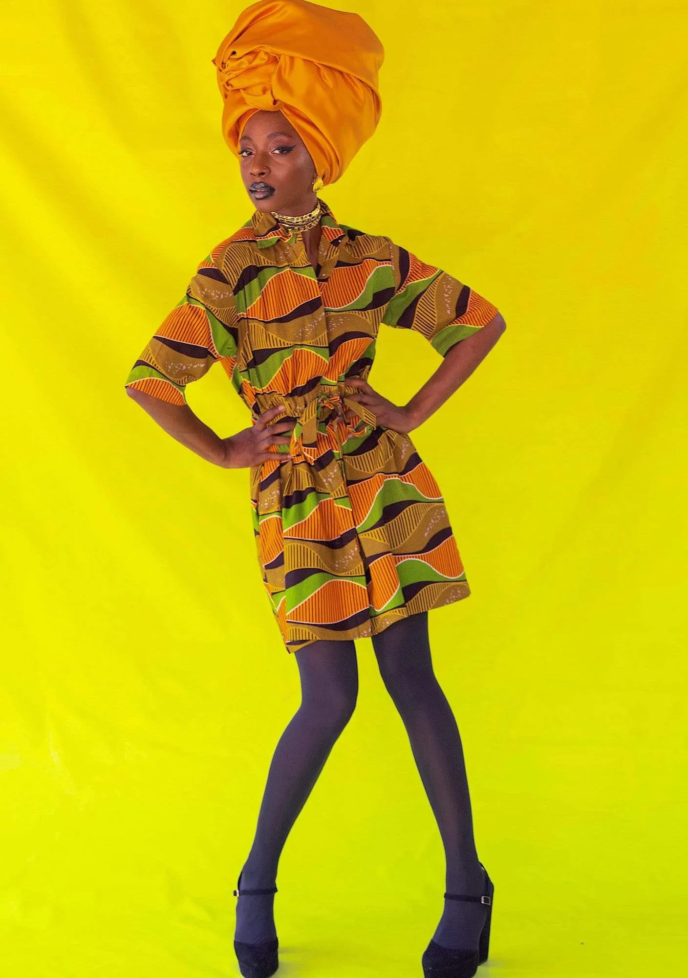 Half Drawstring Dress - Acid Lamp