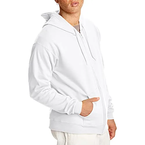 Hanes Men's Full-Zip Eco-Smart Hoodie, white, Large