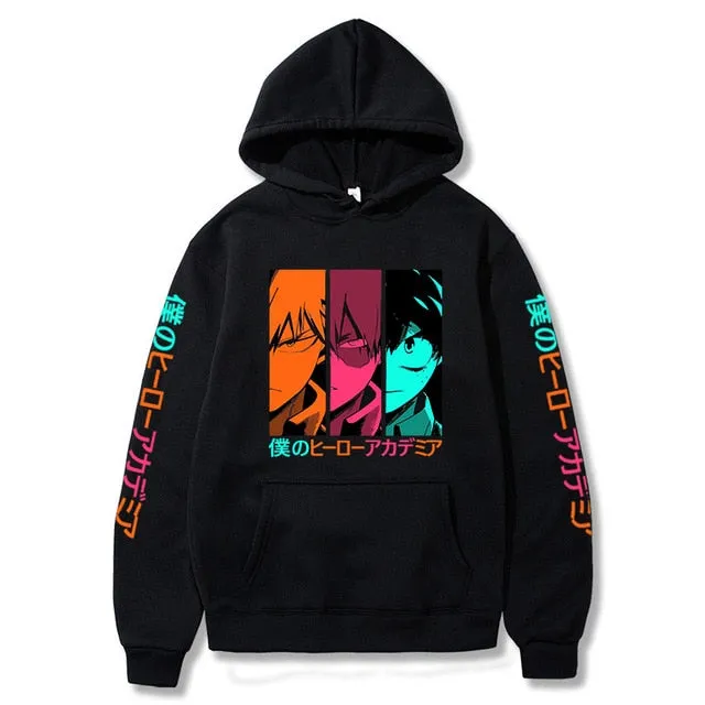Harakuju My Hero Academia Printed Hooded Sweatshirt Casual Boku No Hero Academia Pullover Long Sleeve Hoodie