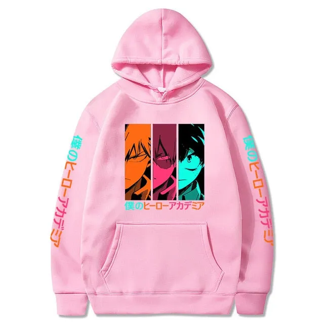 Harakuju My Hero Academia Printed Hooded Sweatshirt Casual Boku No Hero Academia Pullover Long Sleeve Hoodie