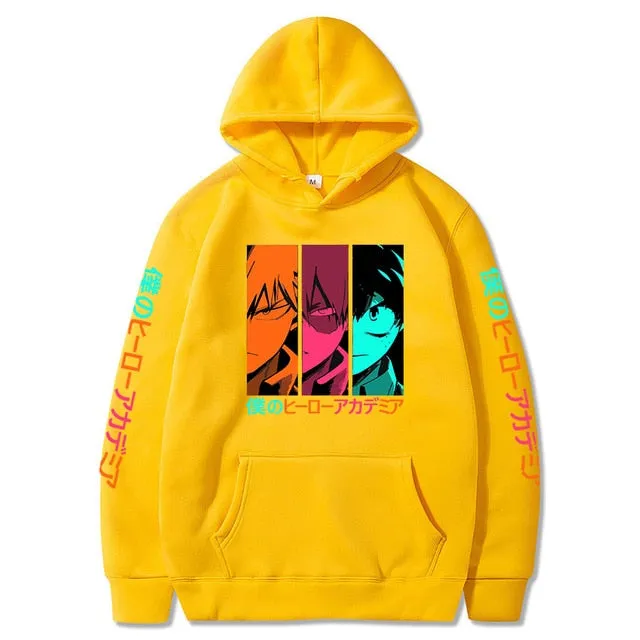 Harakuju My Hero Academia Printed Hooded Sweatshirt Casual Boku No Hero Academia Pullover Long Sleeve Hoodie