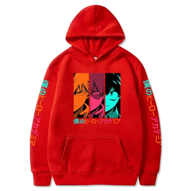 Harakuju My Hero Academia Printed Hooded Sweatshirt Casual Boku No Hero Academia Pullover Long Sleeve Hoodie