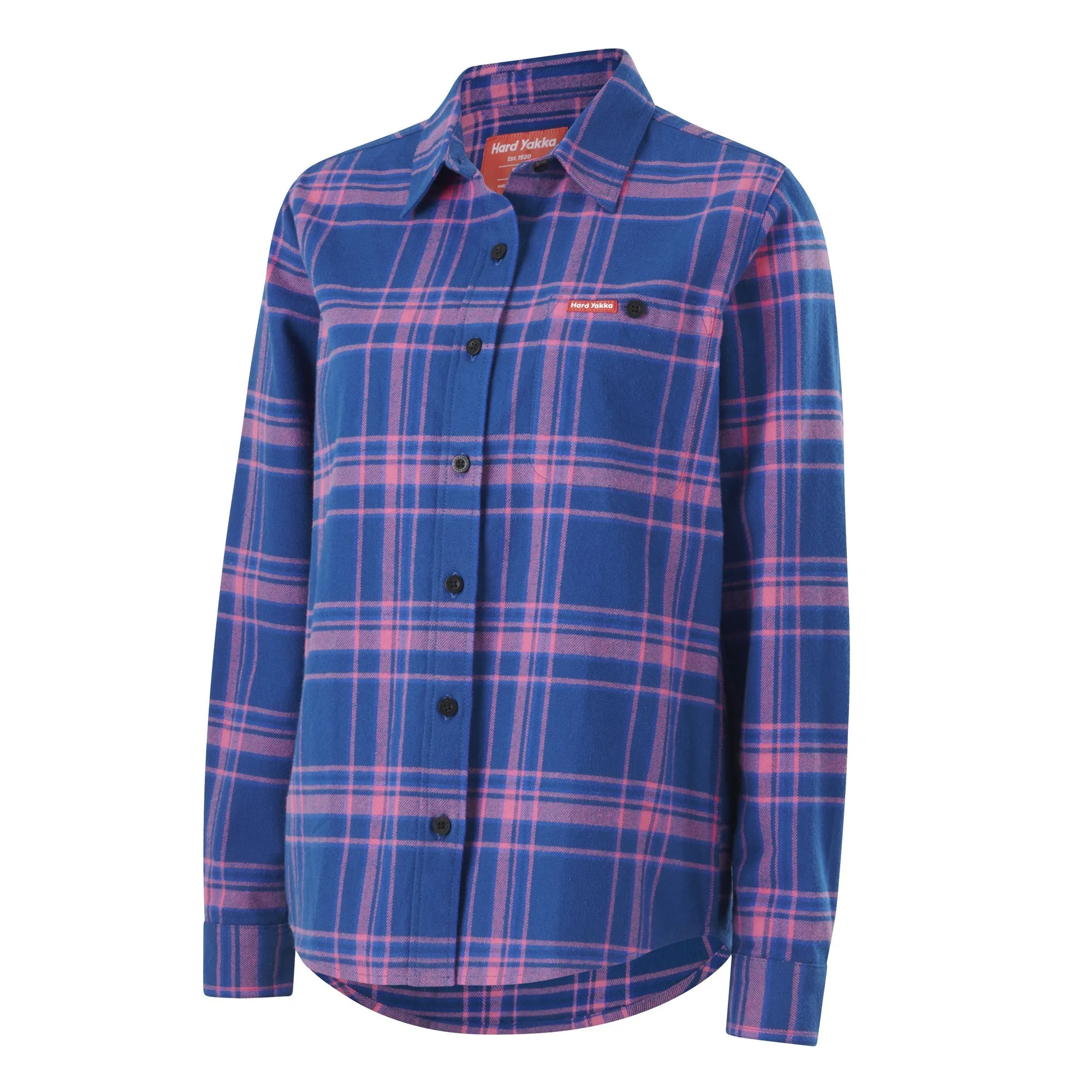 Hard Yakka Women's Check Flannie - Electric Blue