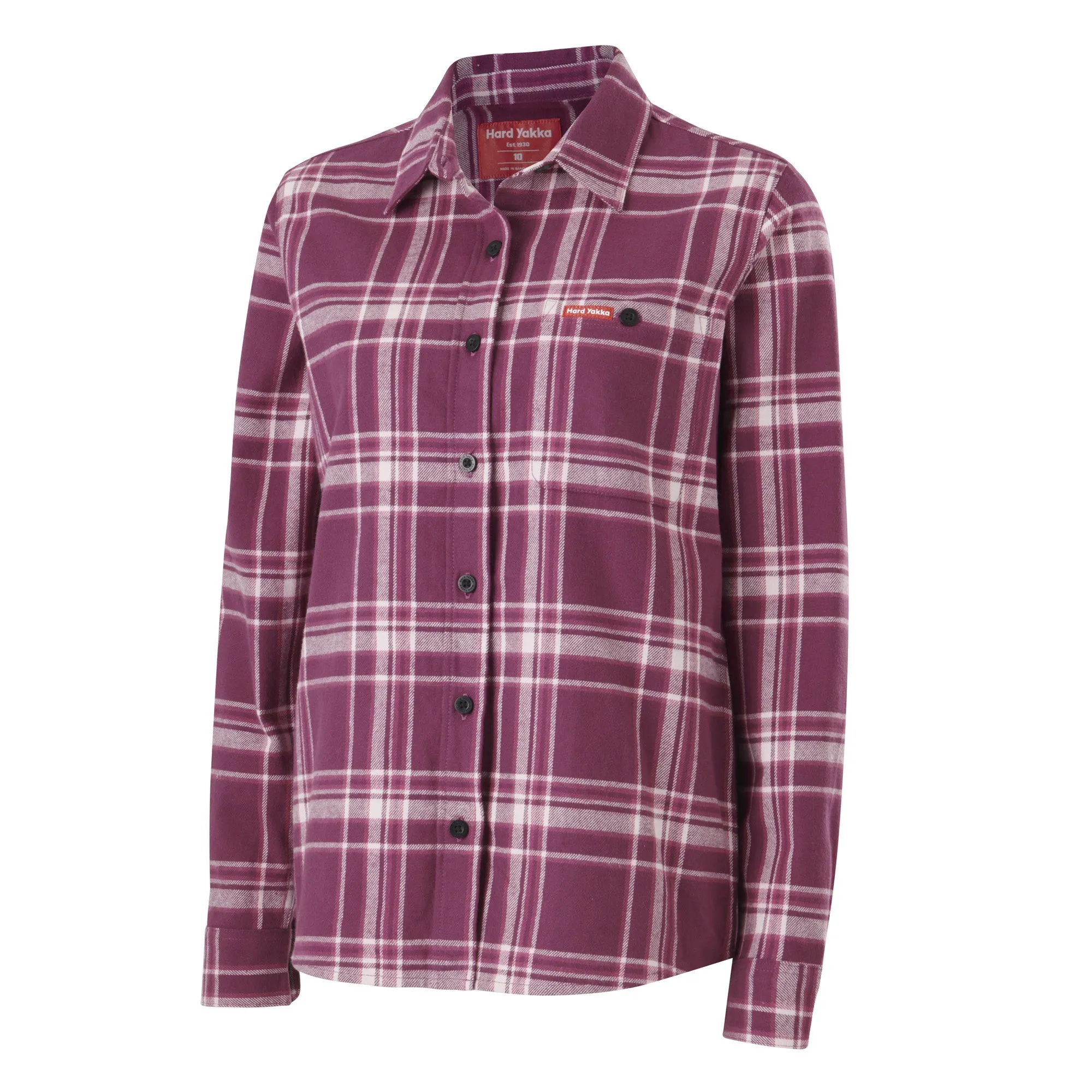 Hard Yakka Women's Check Flannie - Plum