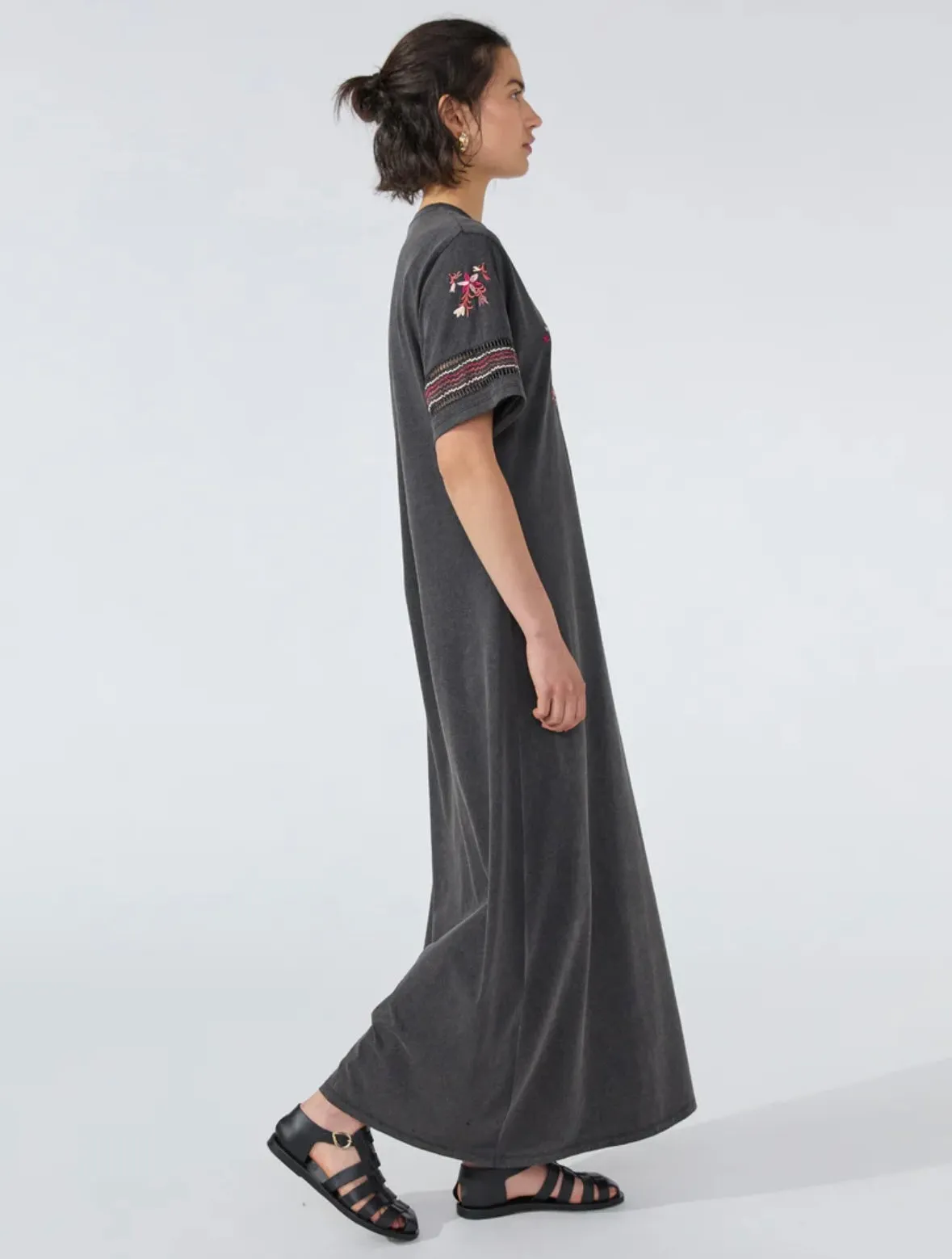 Hayley Menzies Maya Embroided Maxi T Shirt Dress