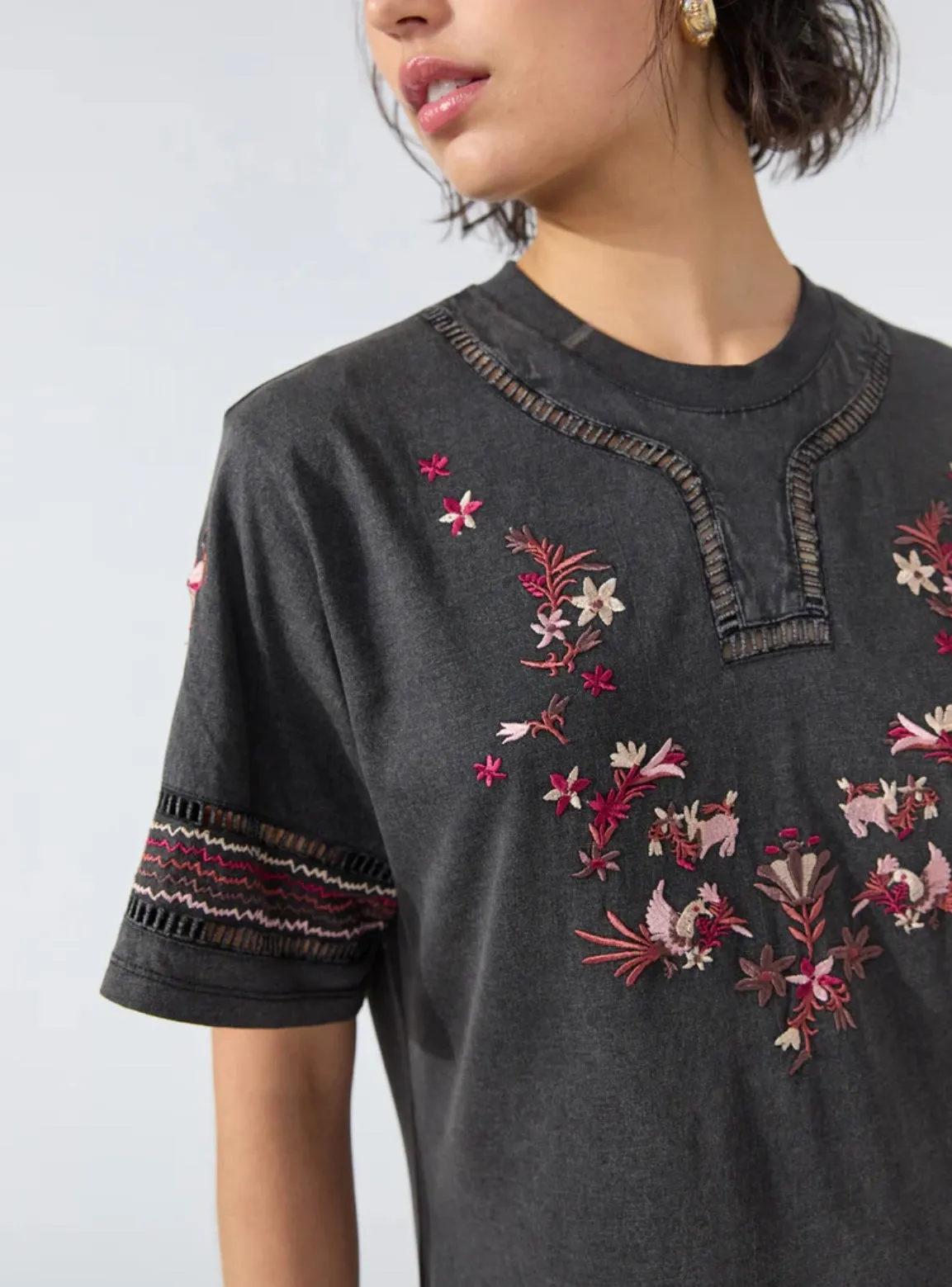 Hayley Menzies Maya Embroided Maxi T Shirt Dress