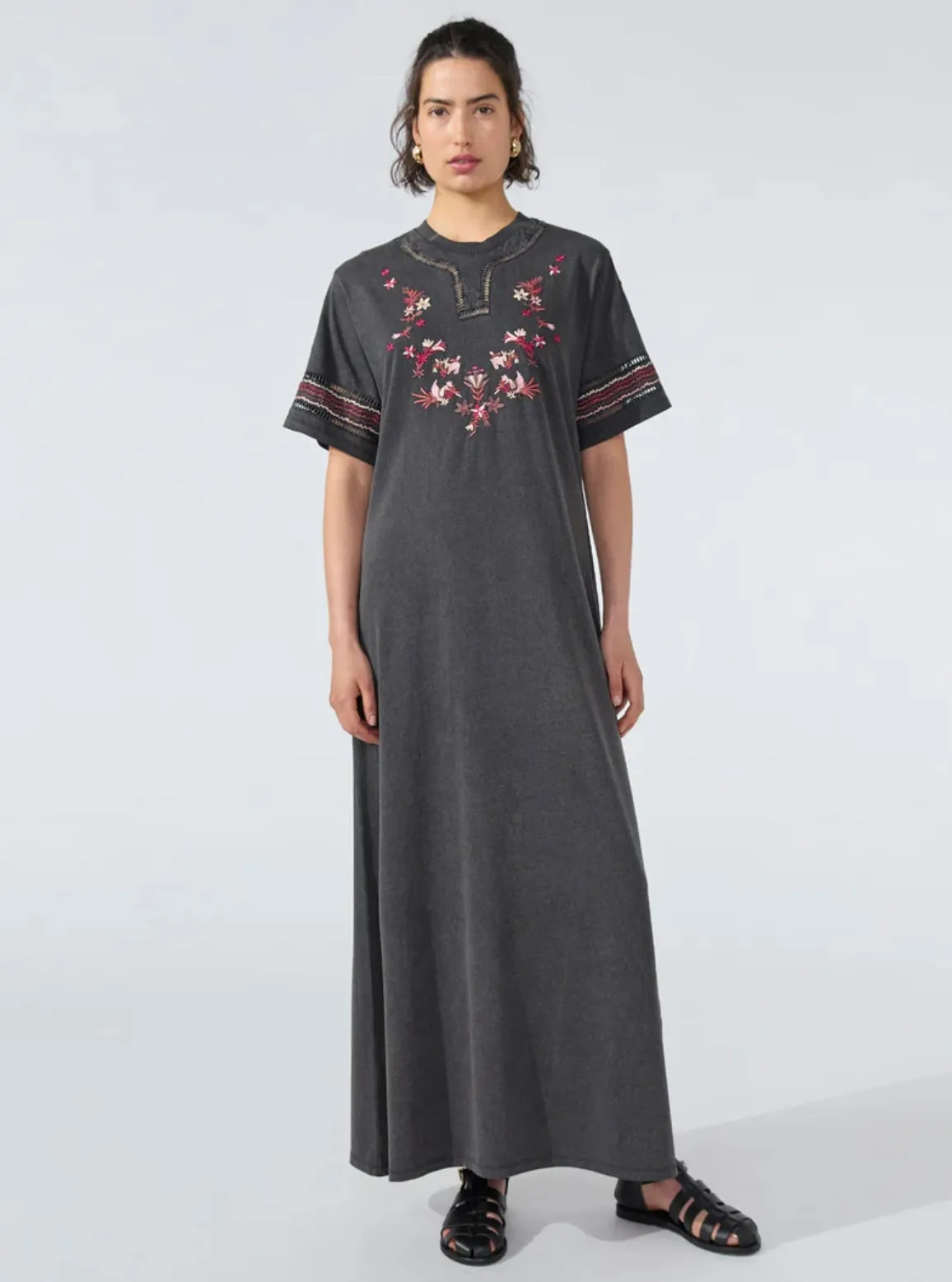 Hayley Menzies Maya Embroided Maxi T Shirt Dress