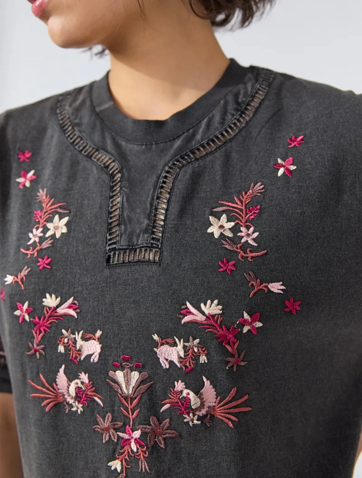 Hayley Menzies Maya Embroided Maxi T Shirt Dress