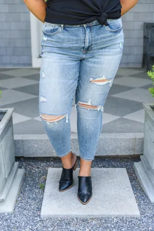 Hazel Blues® | Hi-Rise Destroyed Slim Fit Jeans
