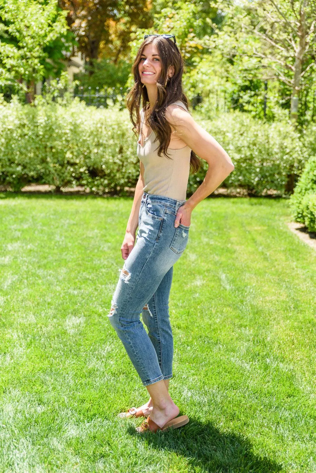 Hazel Blues® | Hi-Rise Destroyed Slim Fit Jeans