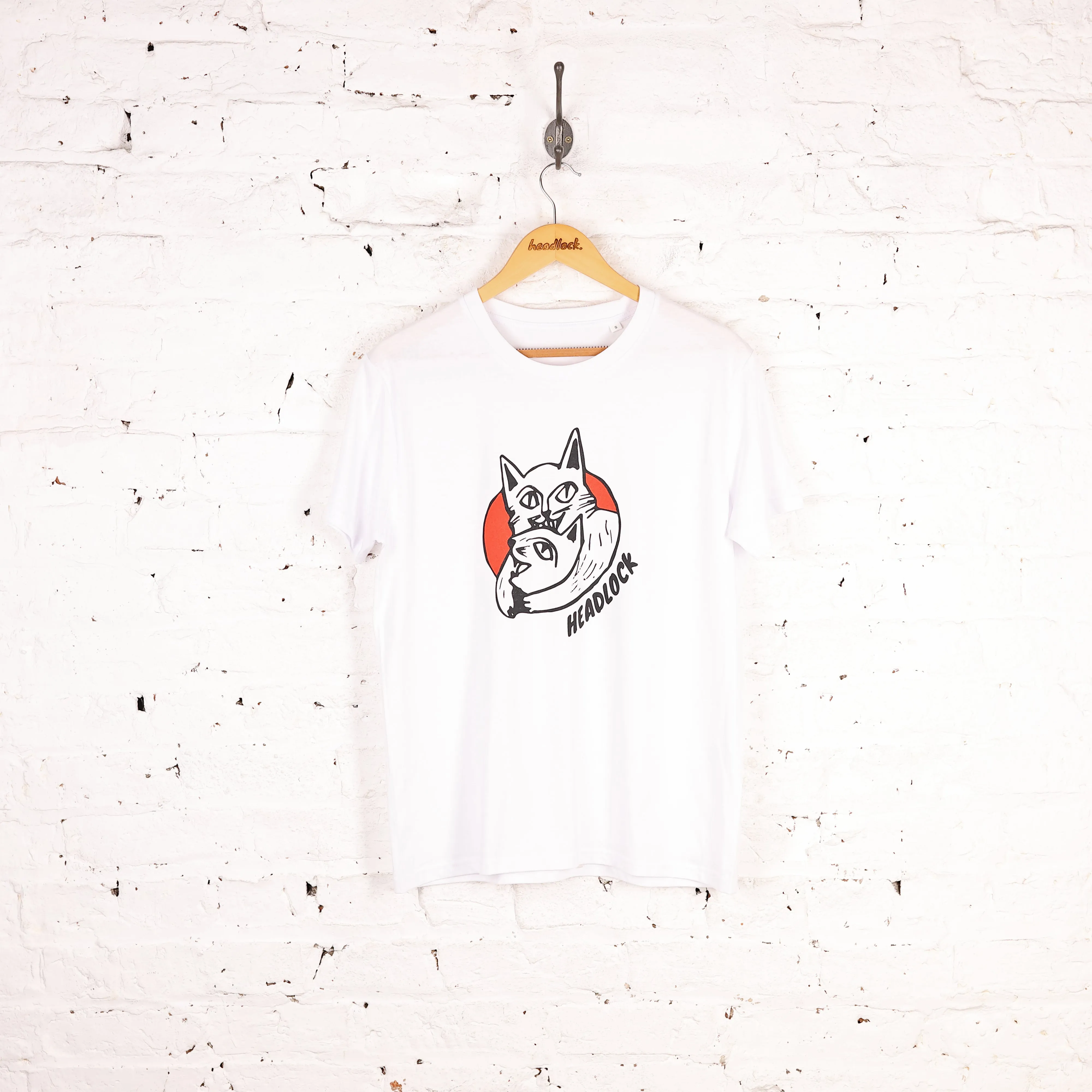 Headlock Cats Rocker Organic Cotton T Shirt - White - S/M/L/XL