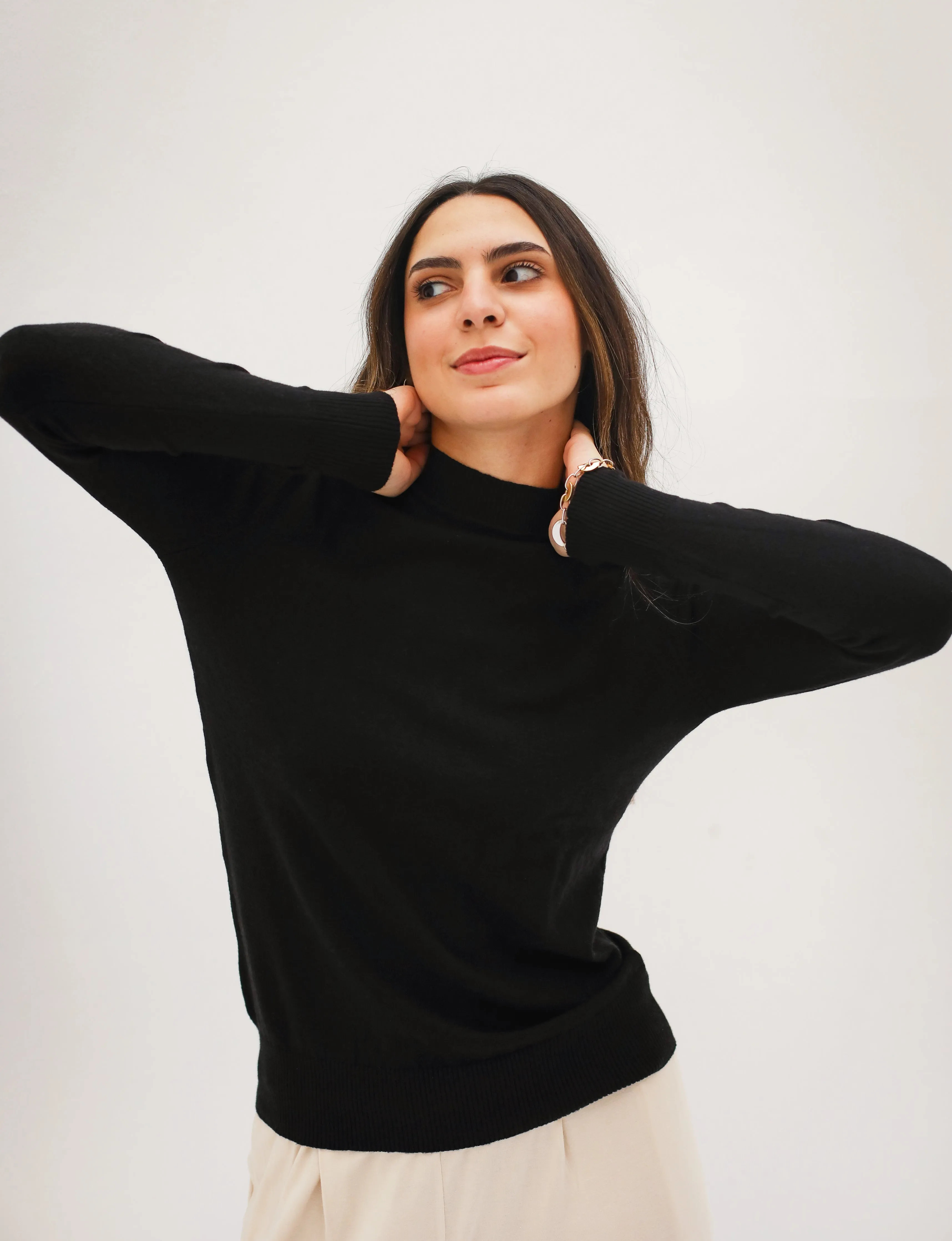High-Neck Knit Sweater