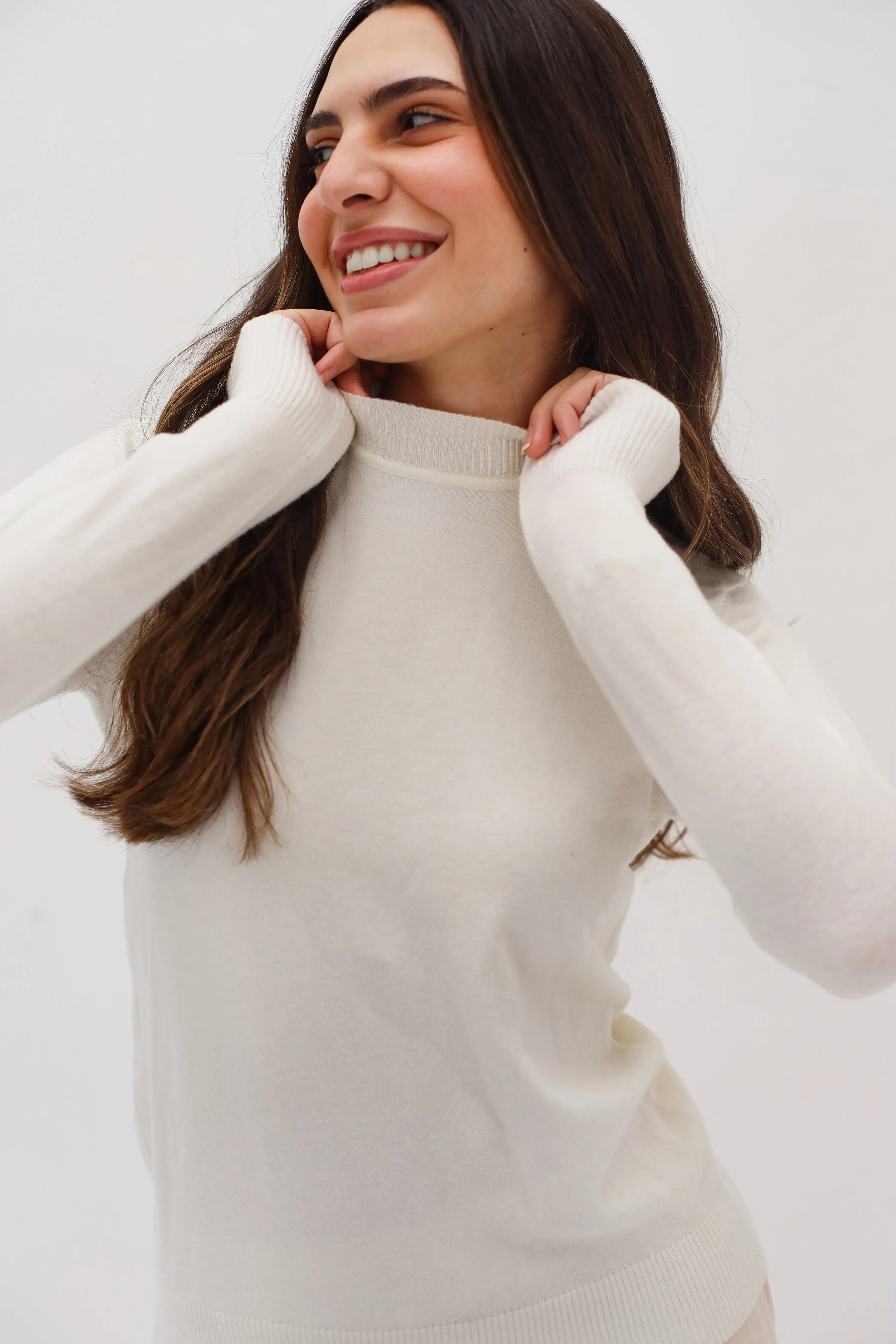 High-Neck Knit Sweater