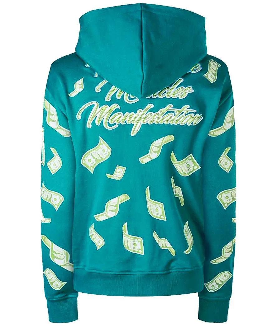 ‘Hoodie Nation’ Rhinestine Affirmation Hoodie - Emerald Green