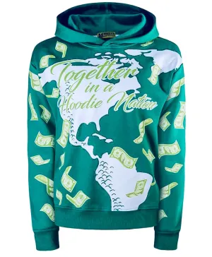‘Hoodie Nation’ Rhinestine Affirmation Hoodie - Emerald Green
