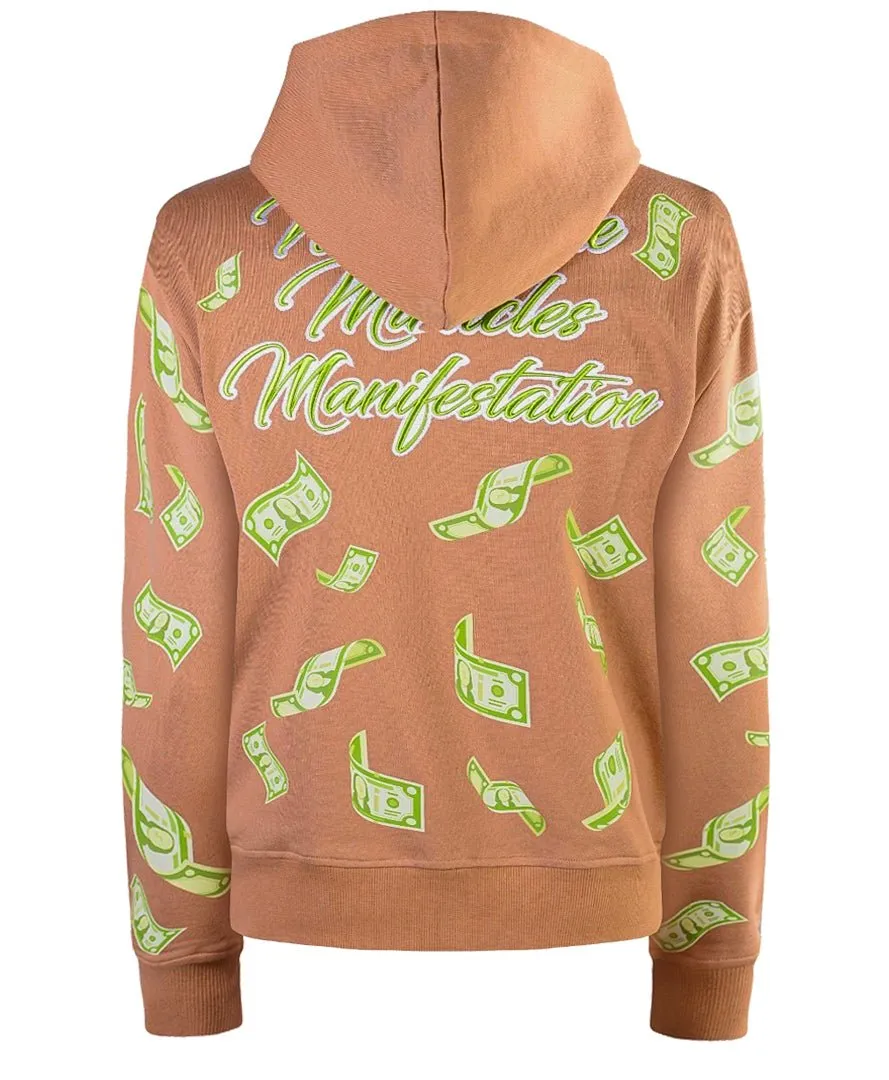 ‘Hoodie Nation’ Rhinestine Affirmation Hoodie - Khaki