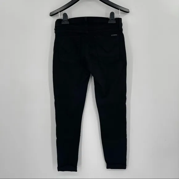 Hudson Harkin Crop Super Skinny Cuffed Black Jeans​