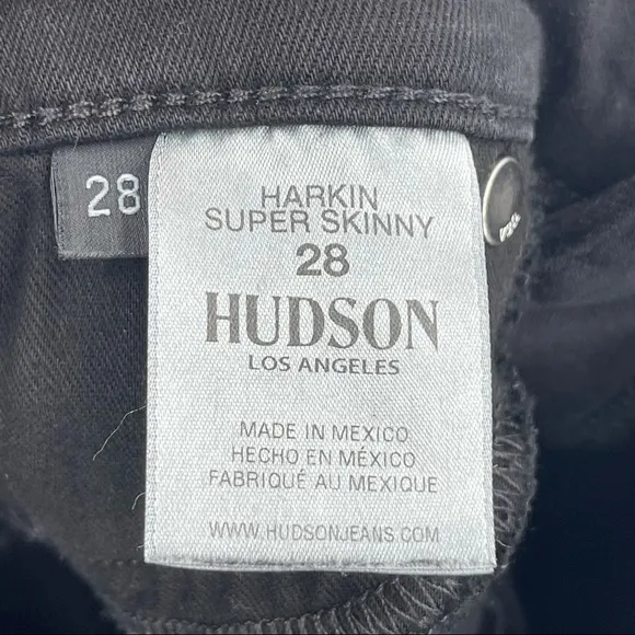 Hudson Harkin Crop Super Skinny Cuffed Black Jeans​