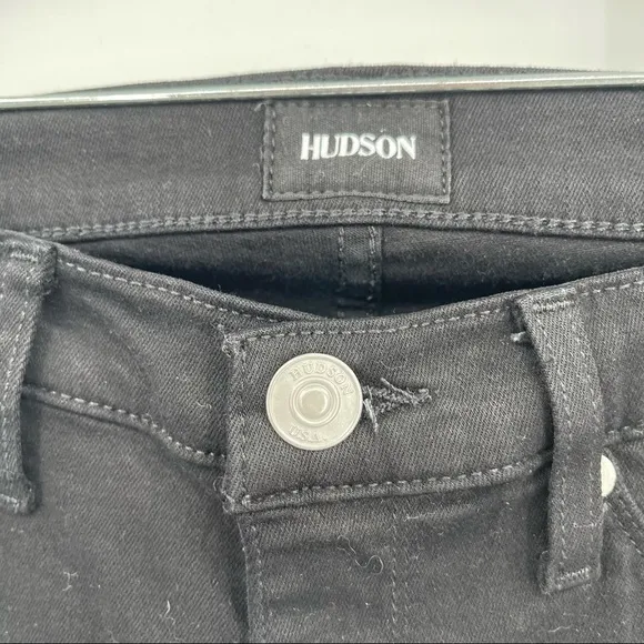Hudson Harkin Crop Super Skinny Cuffed Black Jeans​